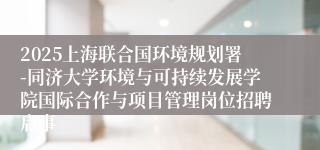 2025上海联合国环境规划署-同济大学环境与可持续发展学院国际合作与项目管理岗位招聘启事